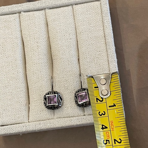 Sterling silver amethyst stone earrings - Picture 2 of 7
